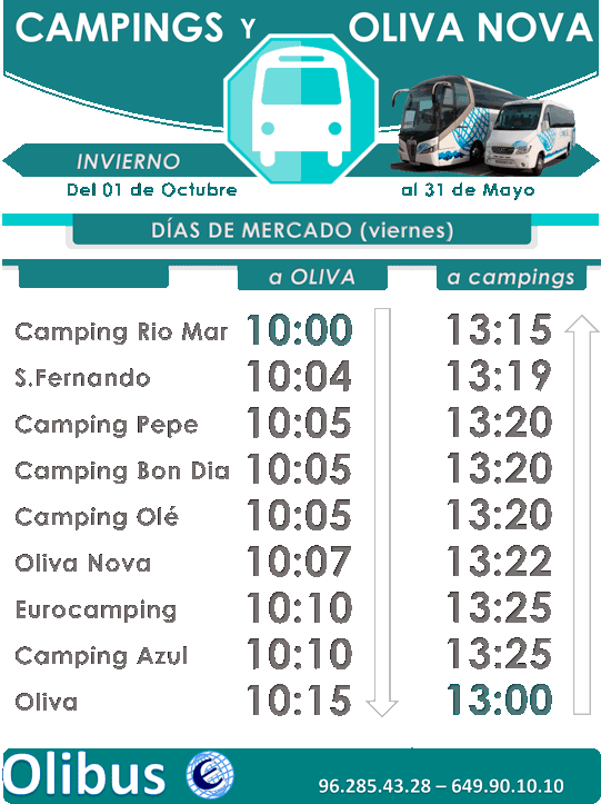 horario invierno campings oliva