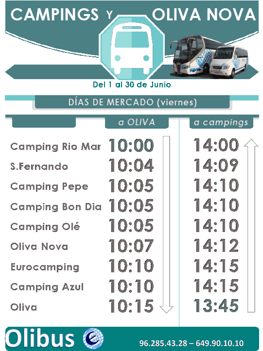 horario junio campings oliva