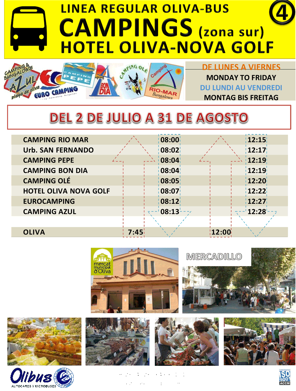 horario verano campings zona sur oliva