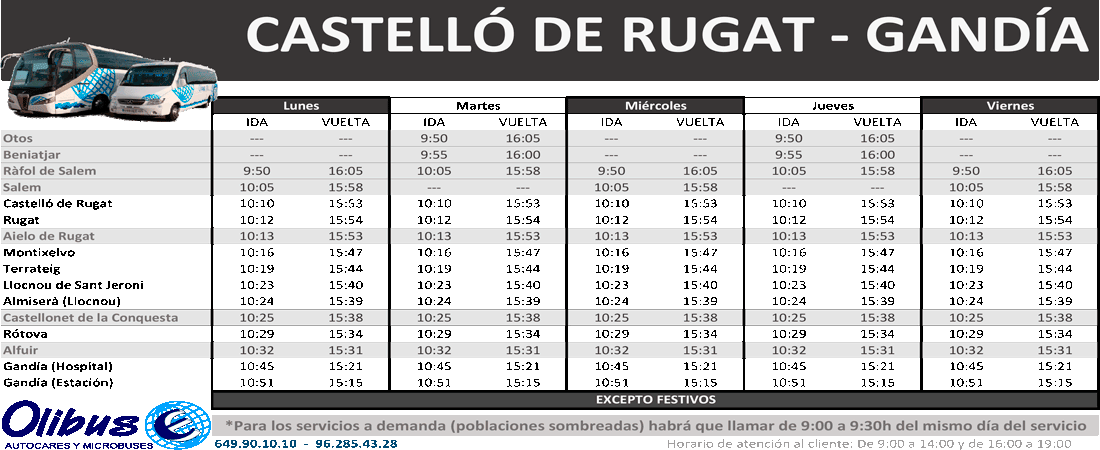 horario catello rugat gandia