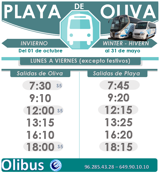 horario invierno playa oliva